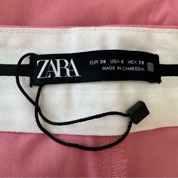 NEW Zara Salmon Pink Viscose Blend Cropped Pants Size 6 - Picture 10 of 12